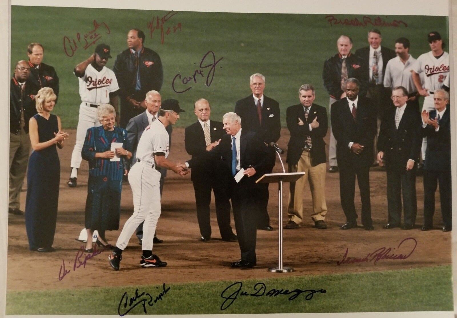 JOE DIMAGGIO & CAL RIPKEN Jr PLUS 6 MORE SIGNED AUTOGRAPH 16X20 Photo Poster painting JSA COA