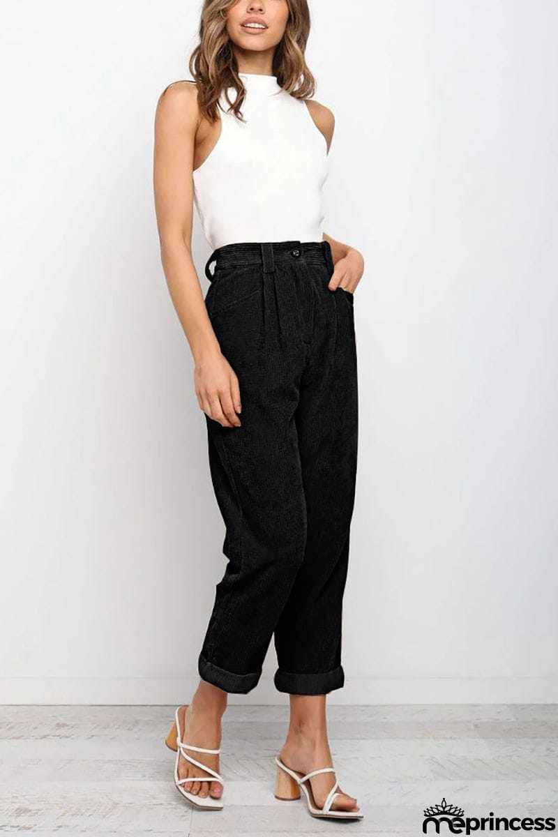 High Waisted Baggy Corduroy Pant