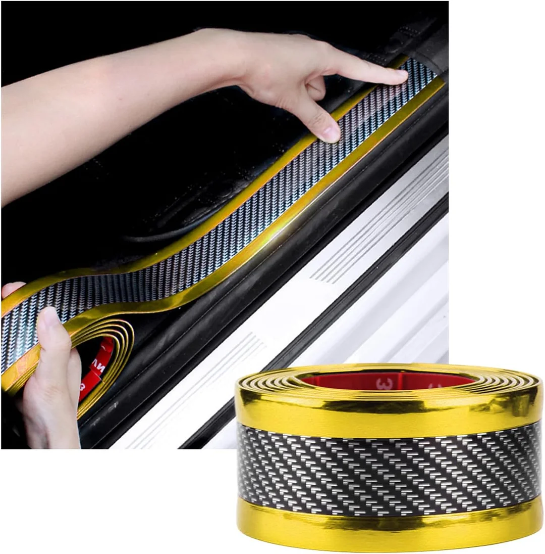 Car door anti-collision and anti-scratch cover sticker, waterproof carbon fiber door sill protection tape