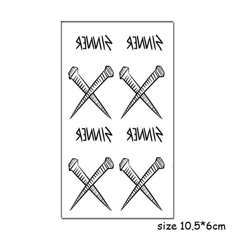 Temporary Tattoo Stickers Sexy Cross English Alphabet Line Fake Tatto Waterproof Tatoo Hand Leg Belly Small Size for Women Men