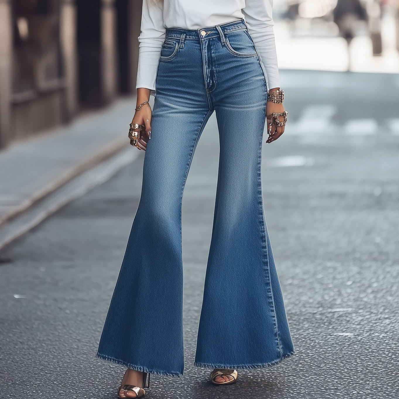 Casual All-Match Denim Flared Trousers