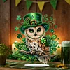 2D flache DIY, St. Patricks Day Eule, Diamantmalerei, Tischdekoration, Spezialform, Kristallkunst, Basteldekoration, einseitiger Bohrer f&uuml;r Wohnzimmer
