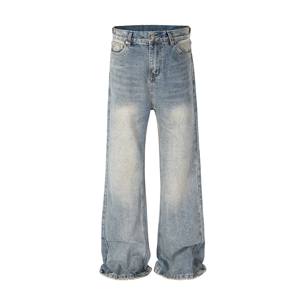 Aonga Streetwear Y2k Pantalones Hombre Washed Baggy Flare Jeans Unisex Straight Frayed Casual Denim Trousers Oversized Cargo Pants aonga