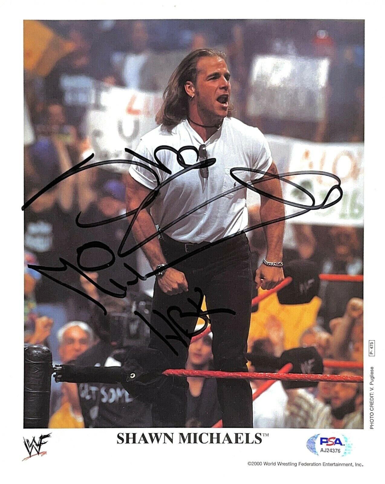 WWE SHAWN MICHAELS P-475 HAND SIGNED AUTOGRAPHED 8X10 PROMO Photo Poster painting WITH PSA COA