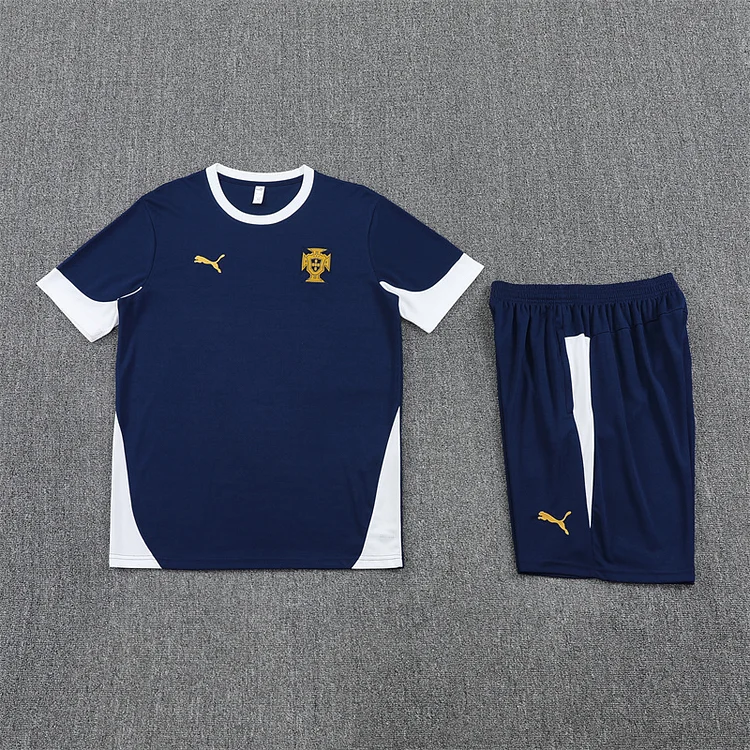 25/26 Portugal Royal Blue Short Sleeve Training Jersey Kids Set