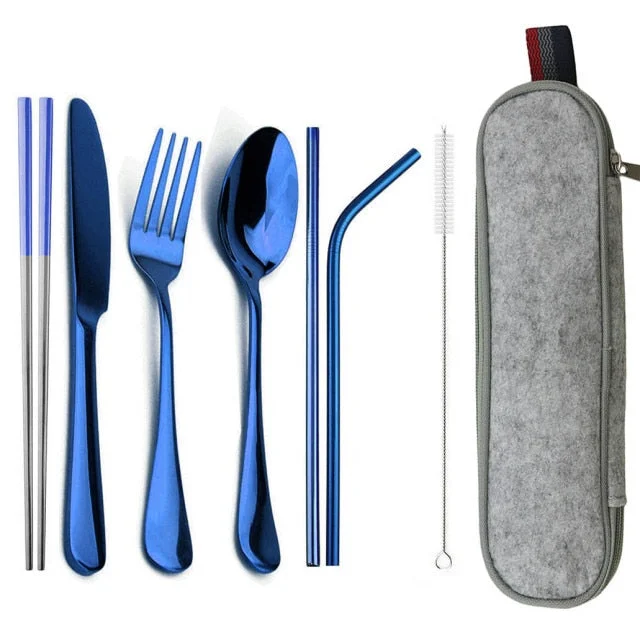 Eco-Friendly Cutlery Set Reusable Flatware with Portable Case