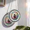 (18.5cm)DIY Acrylic Jigsaw Puzzle Window Hanging with Hanging Chain DIY Stained Glass Decoration Round Window Puzzle Decor for DIY Craft Project (Butterfly Beauty)