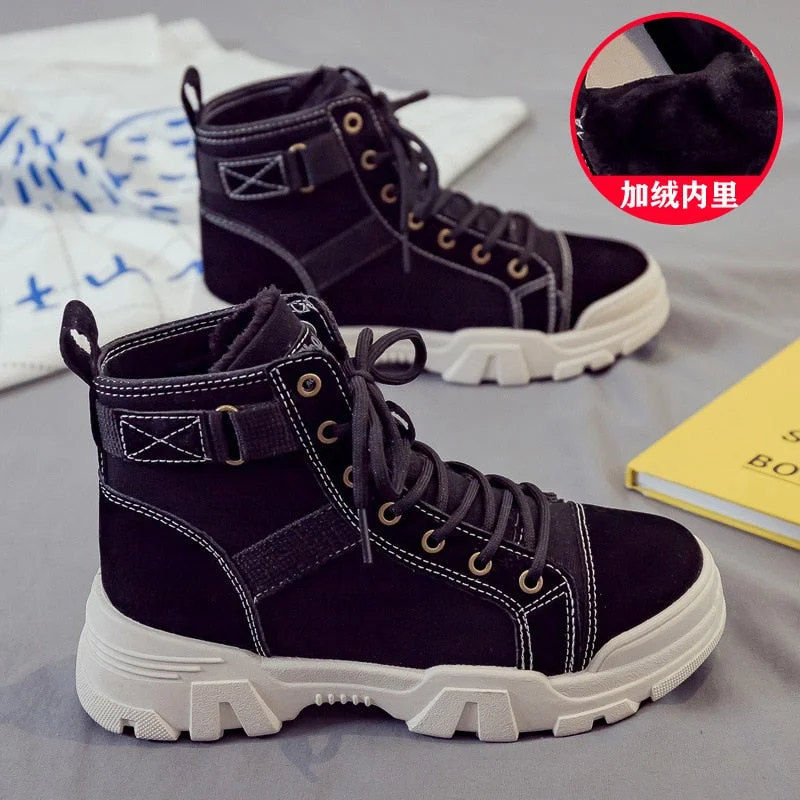 Plus velvet sneakers women 2021 women's winter plus velvet thick Martin boots snow cotton shoes short boots snow boots