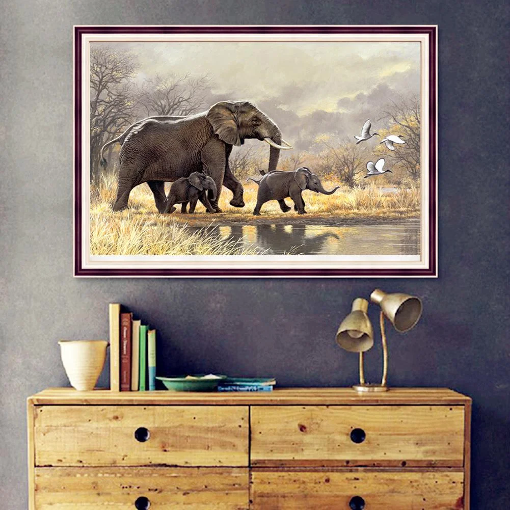 Diamond Painting - Full Round Drill - Elephants(40*30cm)
