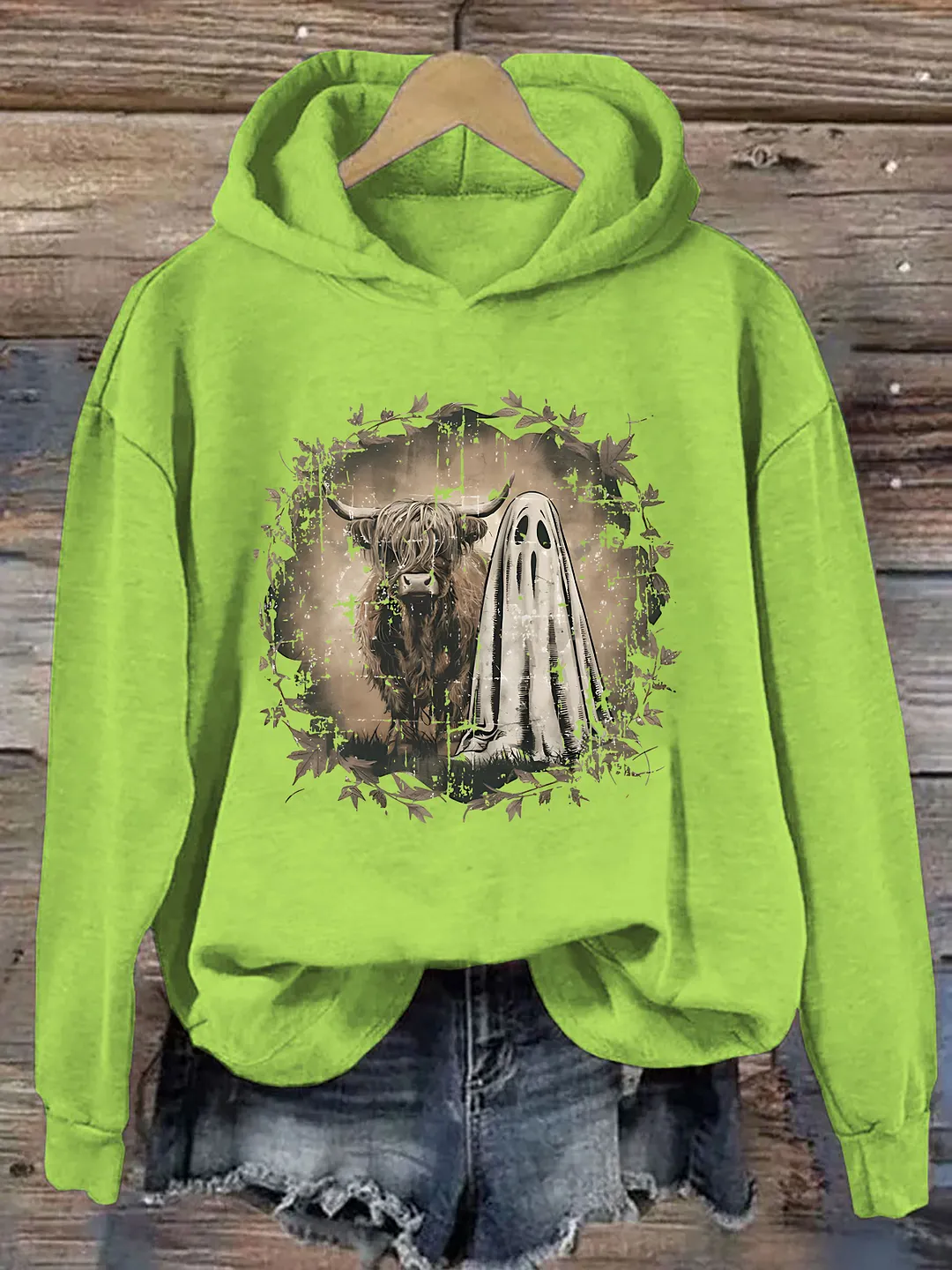 Highland Cow Ghost Hoodie