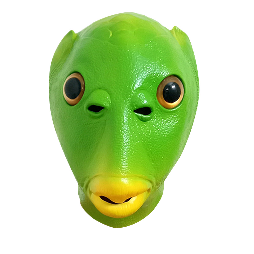 

Halloween Unisex Adult Green Fish Head Headgear Enamel Funny Cosplay Costume Toy Face Cover, 501 Original