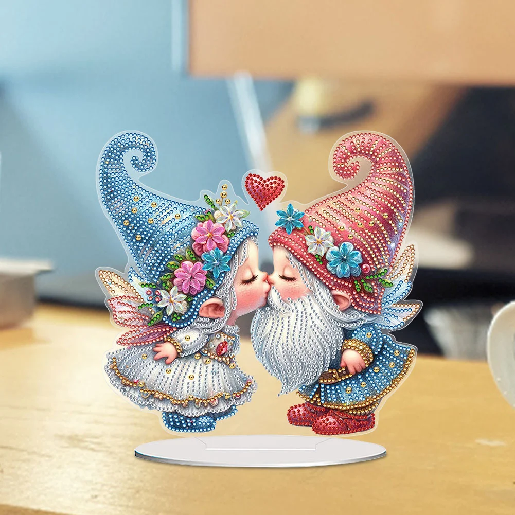 5D DIY Acrylic Valentine Gnome Special Shape Diamond Painting Desktop Ornaments