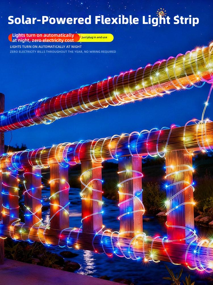 Solar-Powered Flexible LED Light Strip for Outdoor Decoration &ndash; Automatic Night Activation, No Wiring Needed