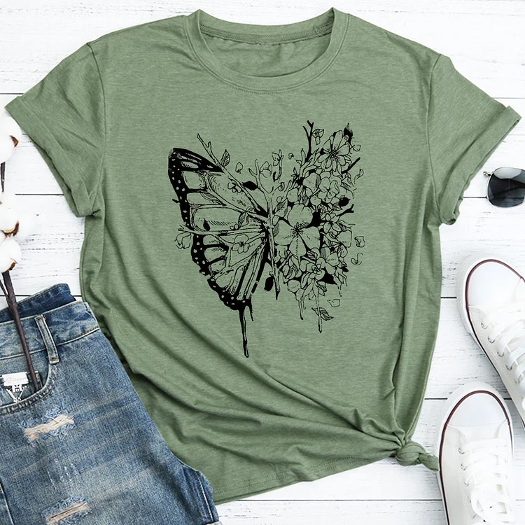 ANB - Butterfly Flowers  T-Shirt Tee-06436