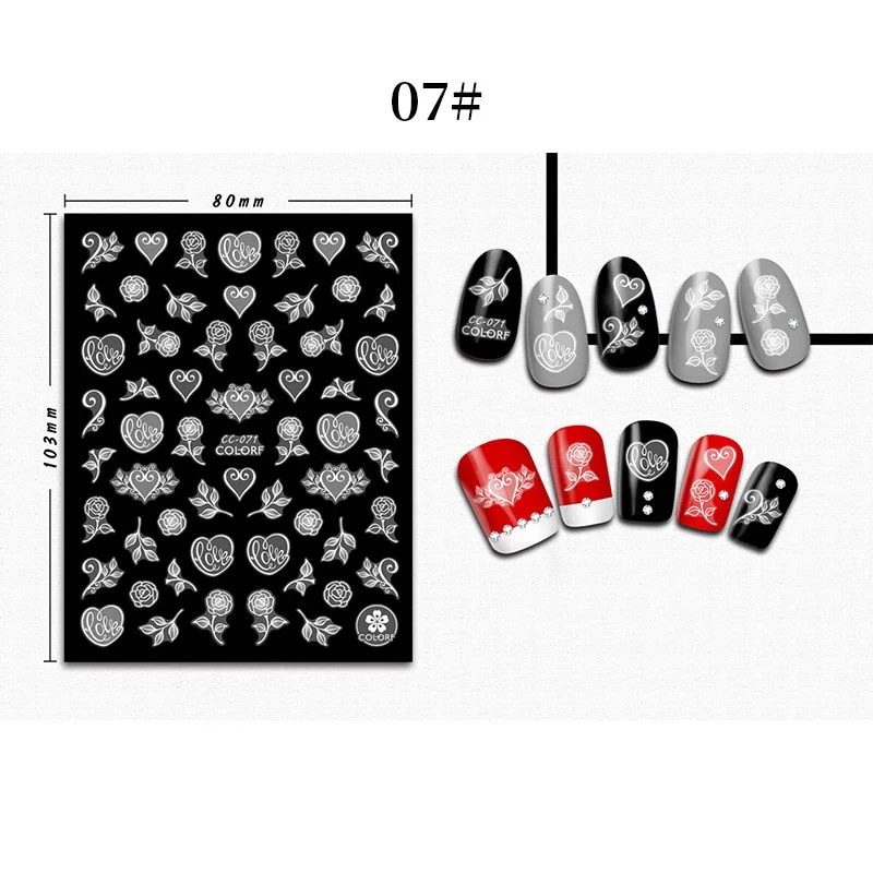 1 Sheet 3D Halloween Nail Sticker Christmas Skull Bone Snake Butterfly Maple Leaf Pattern Decals Manicures 3D Nail Decorations