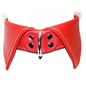 pornhint Pornhint Red Leather Shirt Collar with D Ring - Your Choice of Stitching Color
