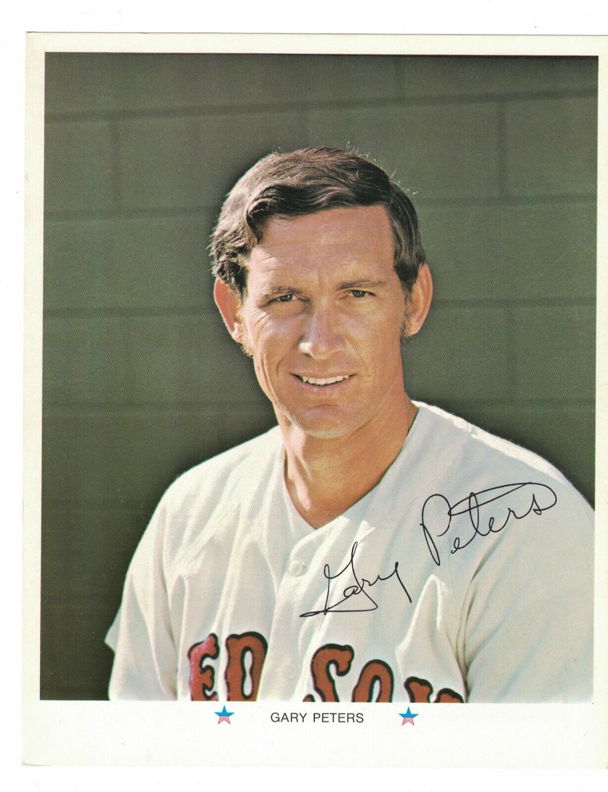 Gary Peters Boston Red Sox 1971 ARCO Gas Oil 8x10 Baseball Photo Poster painting Card RH