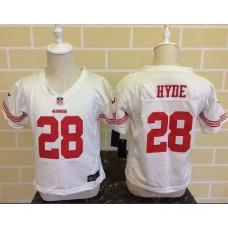 Toddler  49ers #28 Carlos Hyde White Stitched NFL Elite Jersey