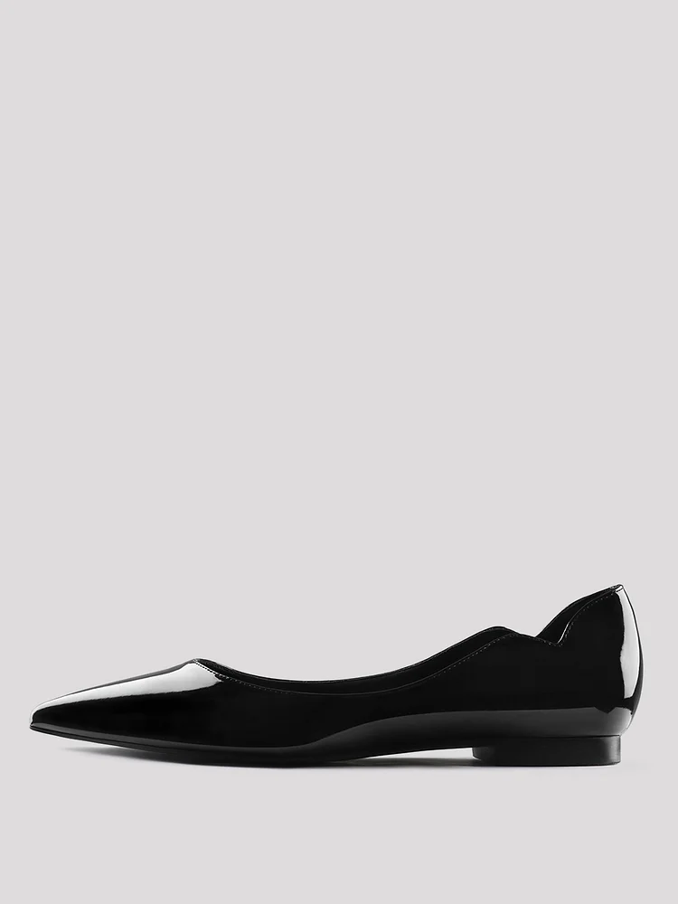  Women's Pointed Toe Patent leather V-shaped Comfort Simple Classic Style Flat Shoes