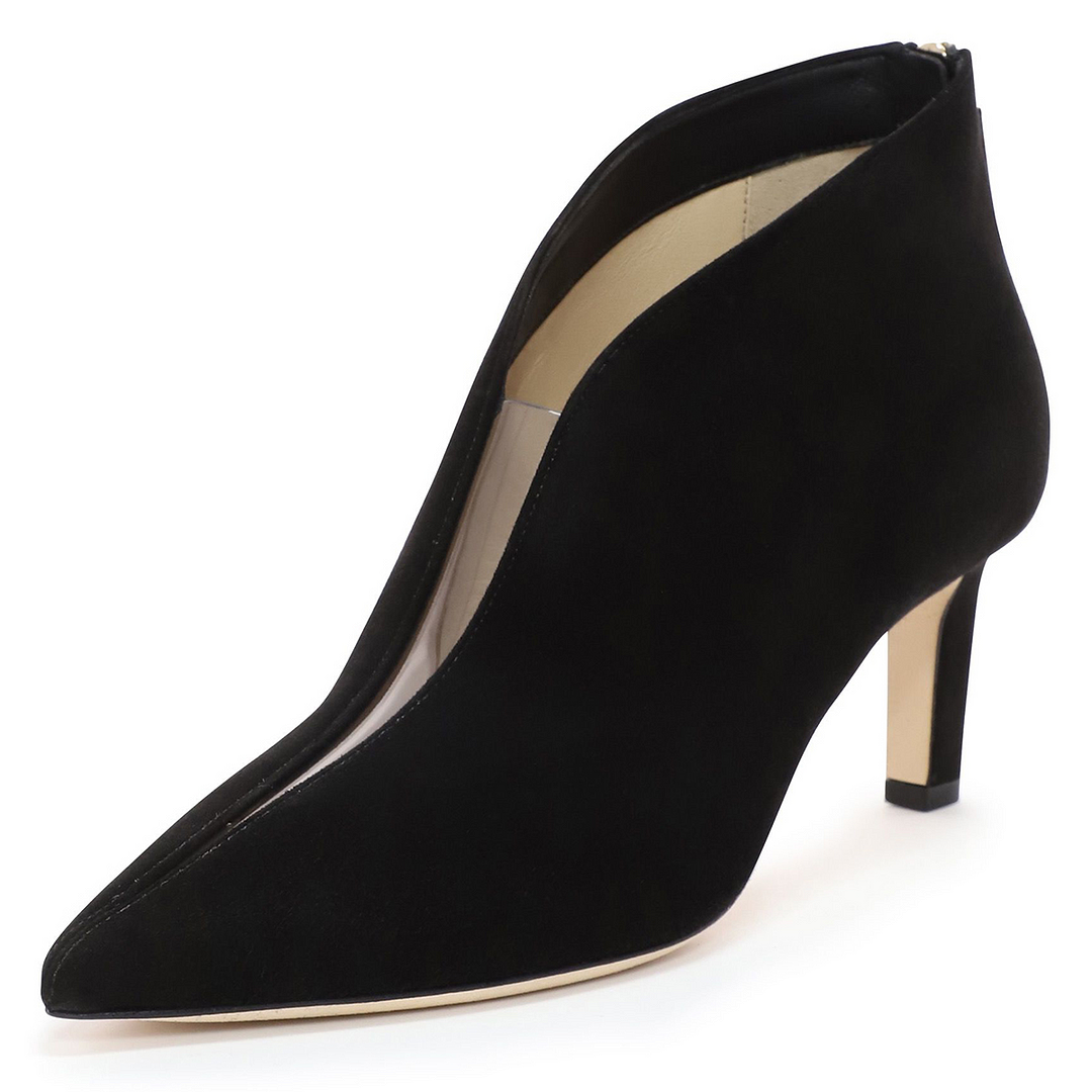 Black Suede Pointed Toe Ankle Boots Stiletto Heels Nicepairs