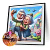Chaleureux et dr&ocirc;le grand-p&egrave;re et grand-m&egrave;re-peinture diamant rond-30*30cm