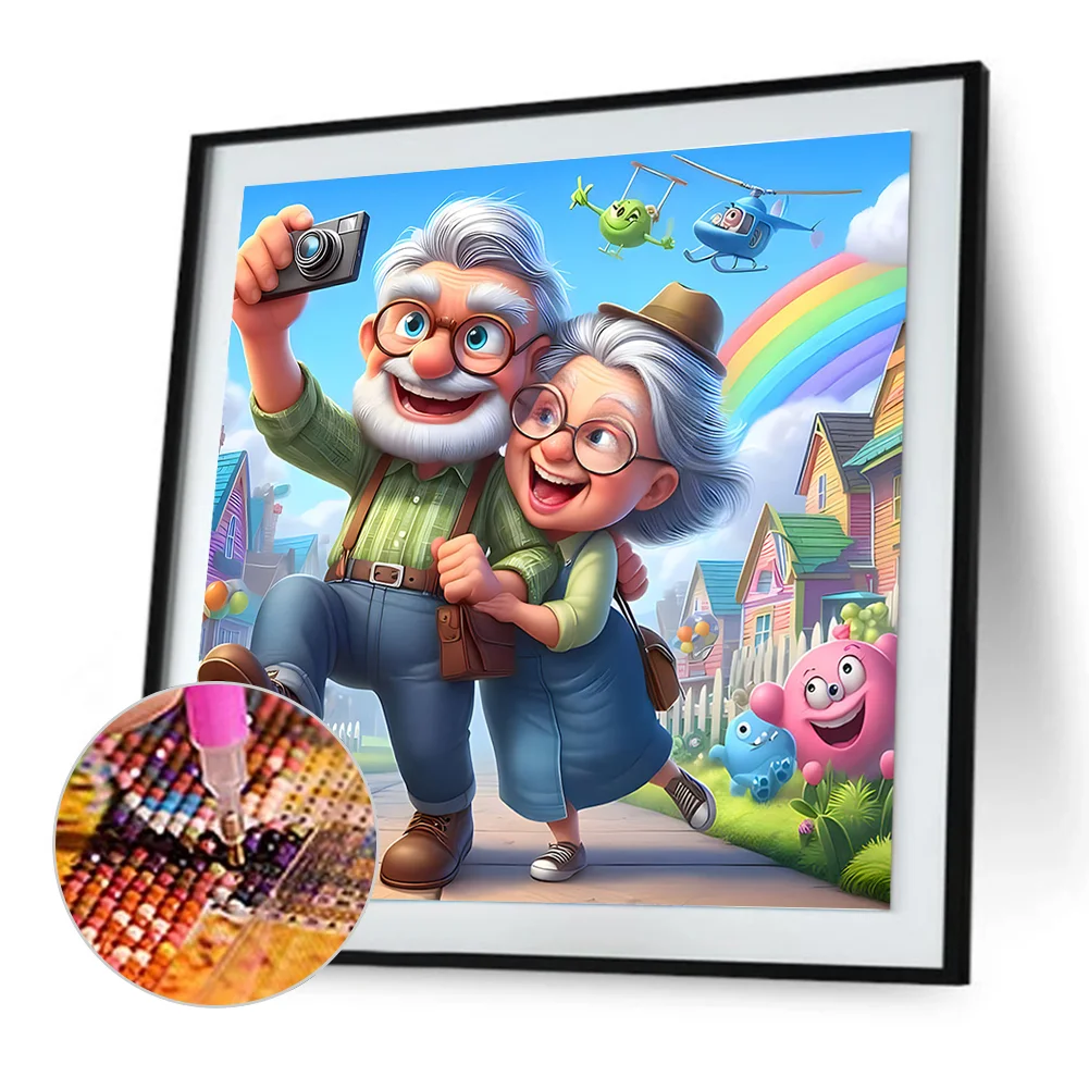 Diamond Painting - Full Round Drill - Old Couple(Canvas|30*30cm)