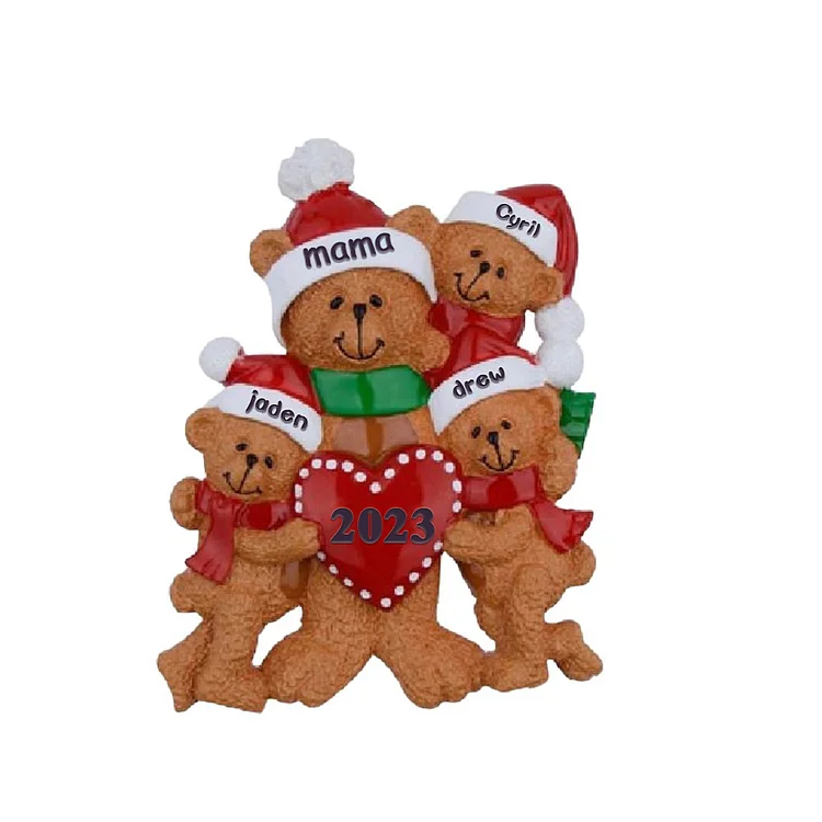 Navidad-A madre soltera-Muñecos Ornamentos Navideños 4 Nombres con Año Personalizados Adorno de Madera