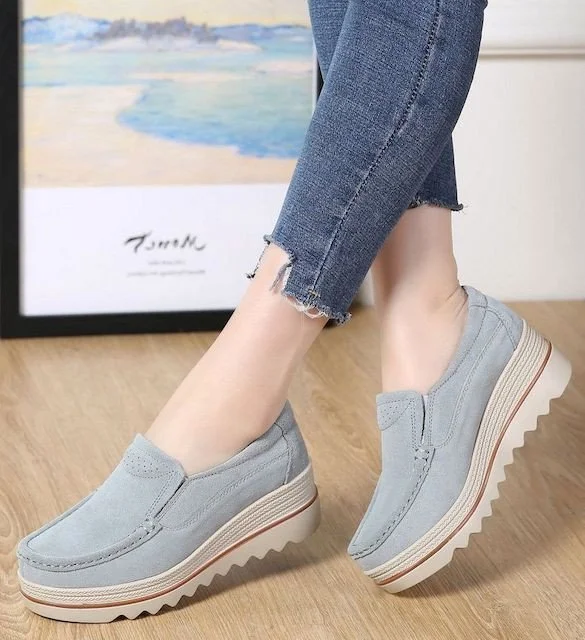 Women Loafers Orthopedic Soft Sole Platform Slip On Suede Fashionable Casual Shoes  Stunahome.com