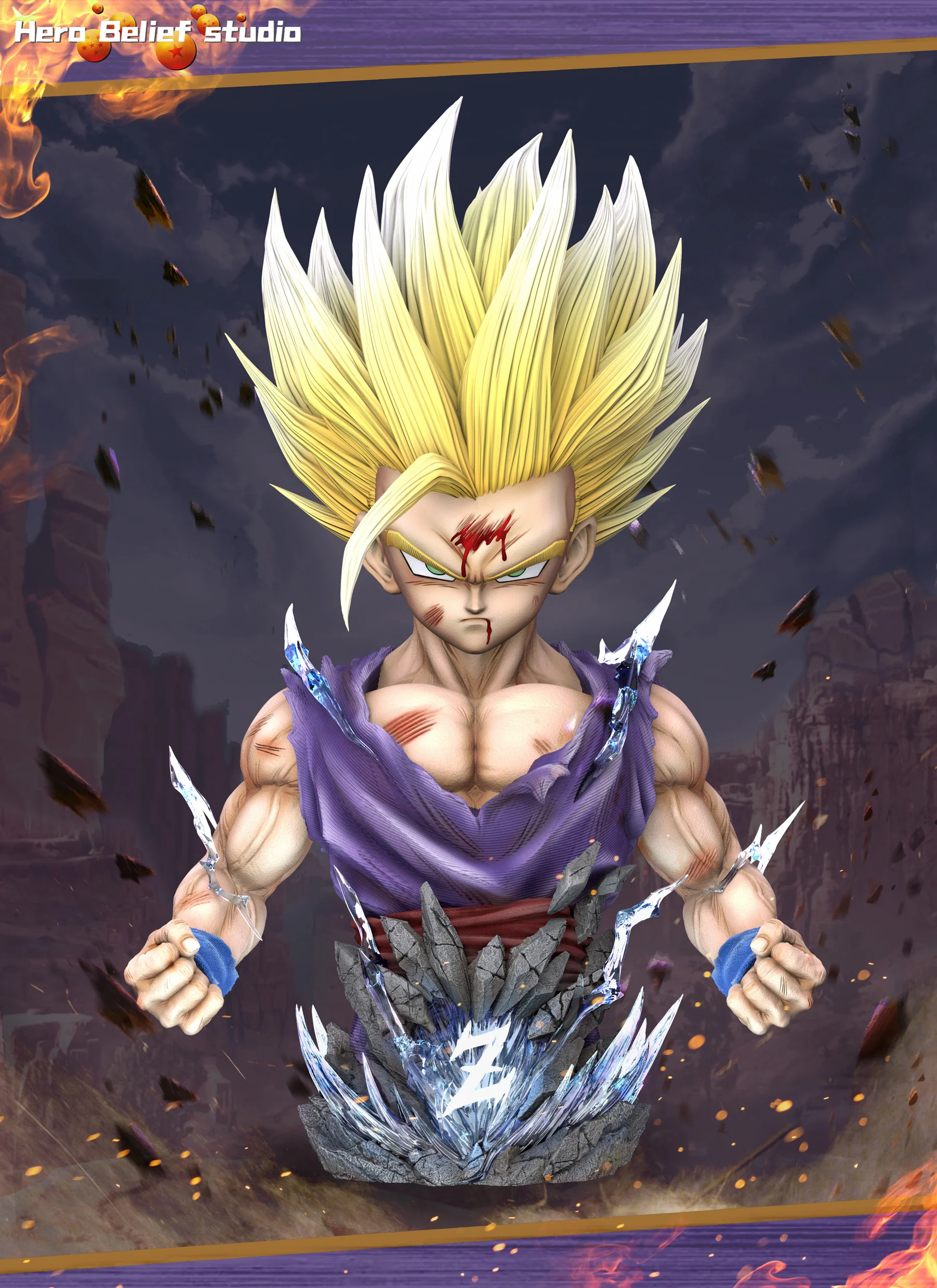 Statue Résine Dragon Ball Z - Gohan SSJ 2 - LWS - Occasion