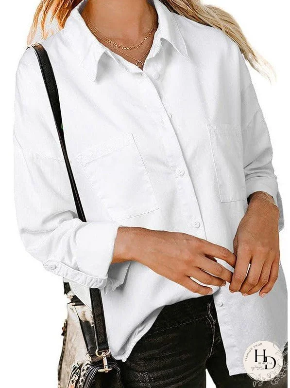 Women's Striped V-Neck Denim Shirt