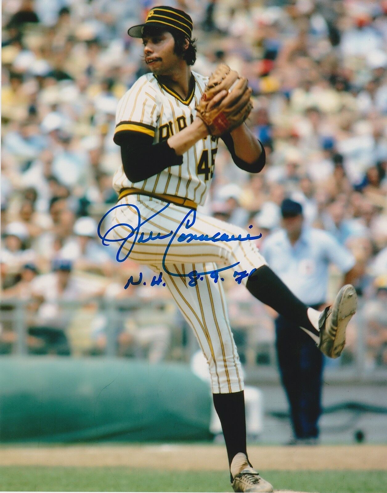 JOHN CANDELARIA PITTSBURGH PIRATES N0-HITTER 8-9-76 ACTION SIGNED 8x10