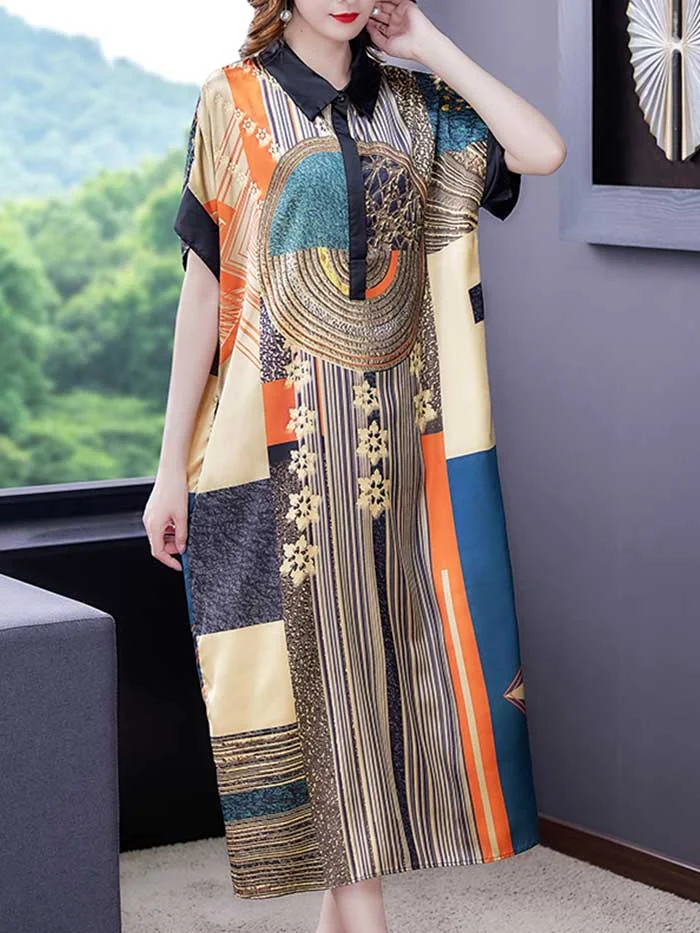 Women's new retro temperament printing dress