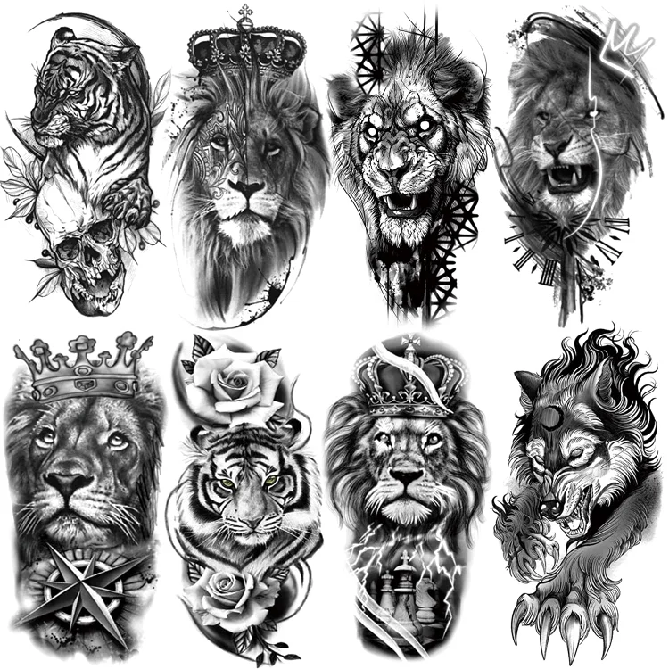 New Waterproof Temporary Tattoo Sticker Lion King Tiger Wolf Forest  Mechanical Wild Boat Men Body Art Arm Fake Tatoo Women - AliExpress