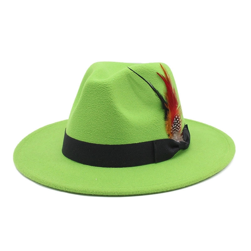 Bow Feather Top Hat Autumn And Winter Big Brim Hat Fashionable Men’s And Women’s Cashmere Felt Hat Style New Hats