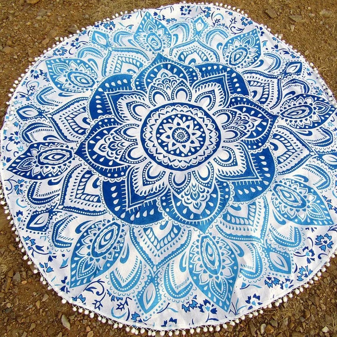   Mandala Full Print Household Quickdry Round Bath Towel - Neojana