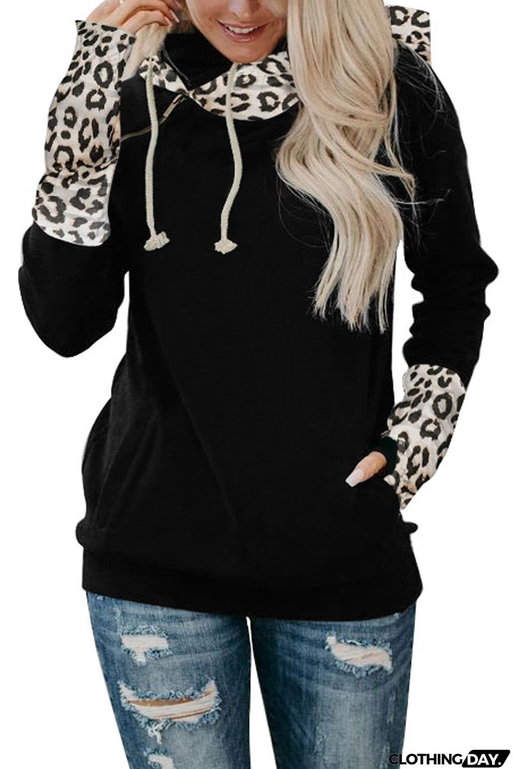 Plaid Double Hoods Thumb Hole Hoodie