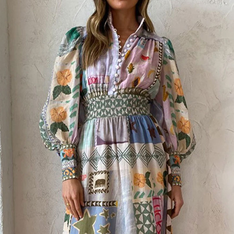 Mature Women Temperament Commute Printed Casual Dress