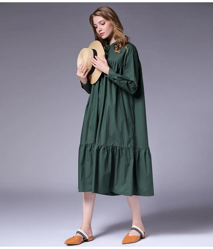 Women's new style casual literary midi dress