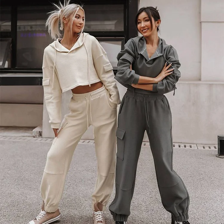 Dropshipping 2024 Newest Women Outfit Hoodies Sweat Shirts Pants Joggers Suits Plus Size Two Piece Set huanwei