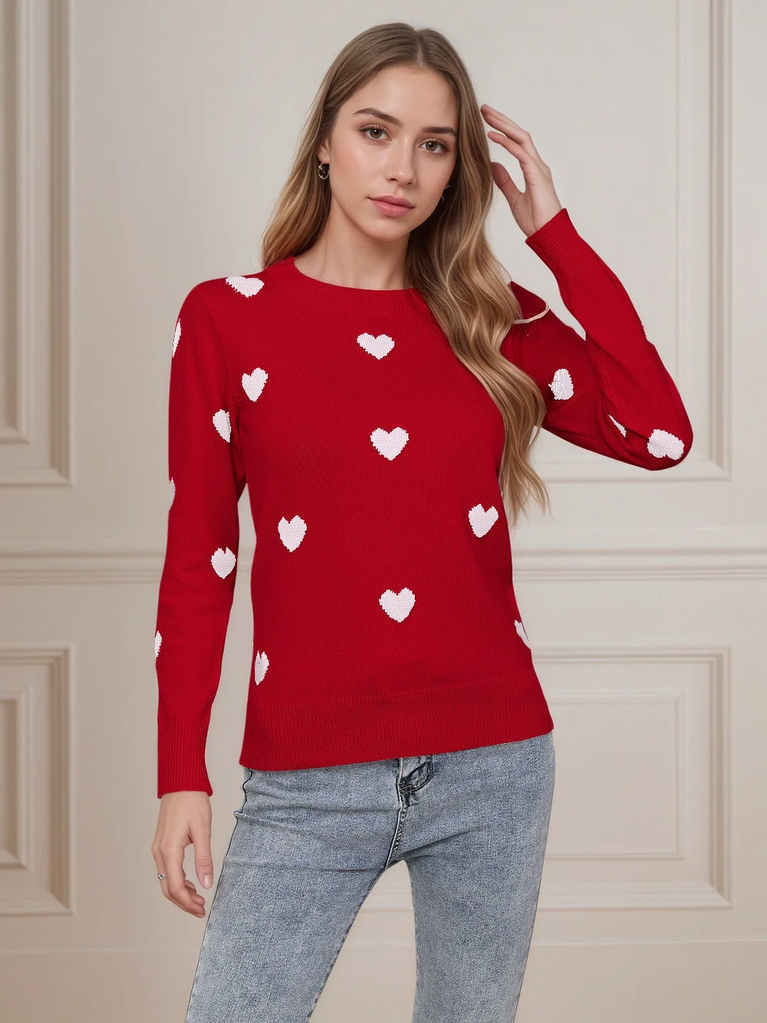 Athvotar Athvotar And Winter New Valentine's Day Sweater Women's Design Love To The Girl With The Collar Knitted Shirt