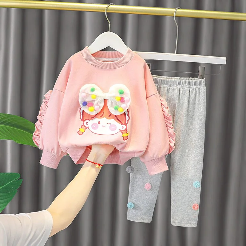 Spring And Autumn New Female Baby Outer Wear Party Casual Cute Autumn Style Children's Clothes Cartoon Two-Piece Suit