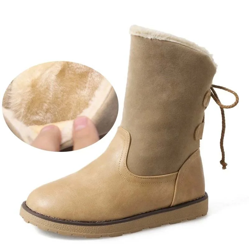 Letclo™ Casual Color Matching Flat Warm Snow Boots letclo Letclo