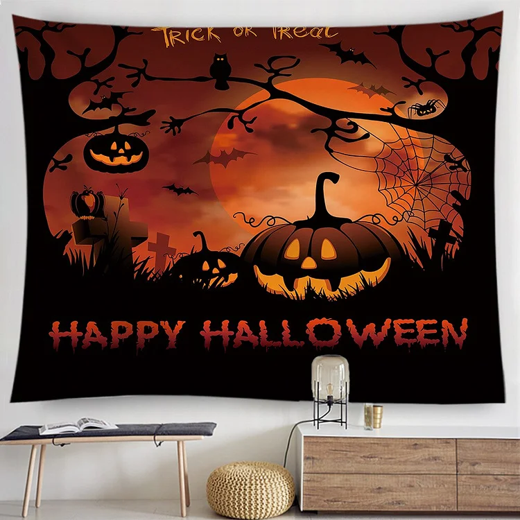 Halloween Pumpkin Tapestry Wall Hanging Home Decor Bohemia Hippie Castle Ghost Wall Blanket Background Halloween Decorations