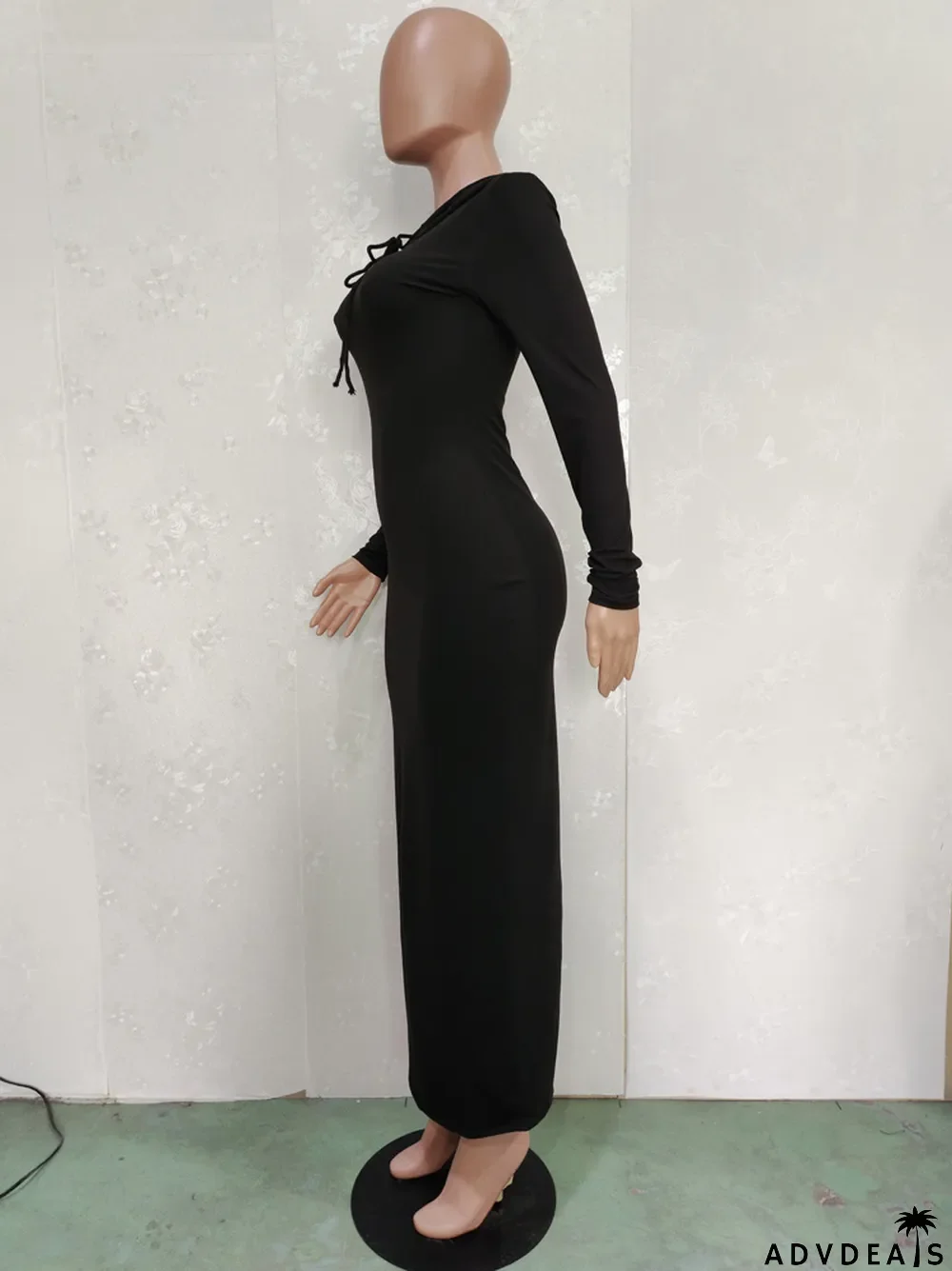 Pure Color High Stretch Warm Hooded Dress