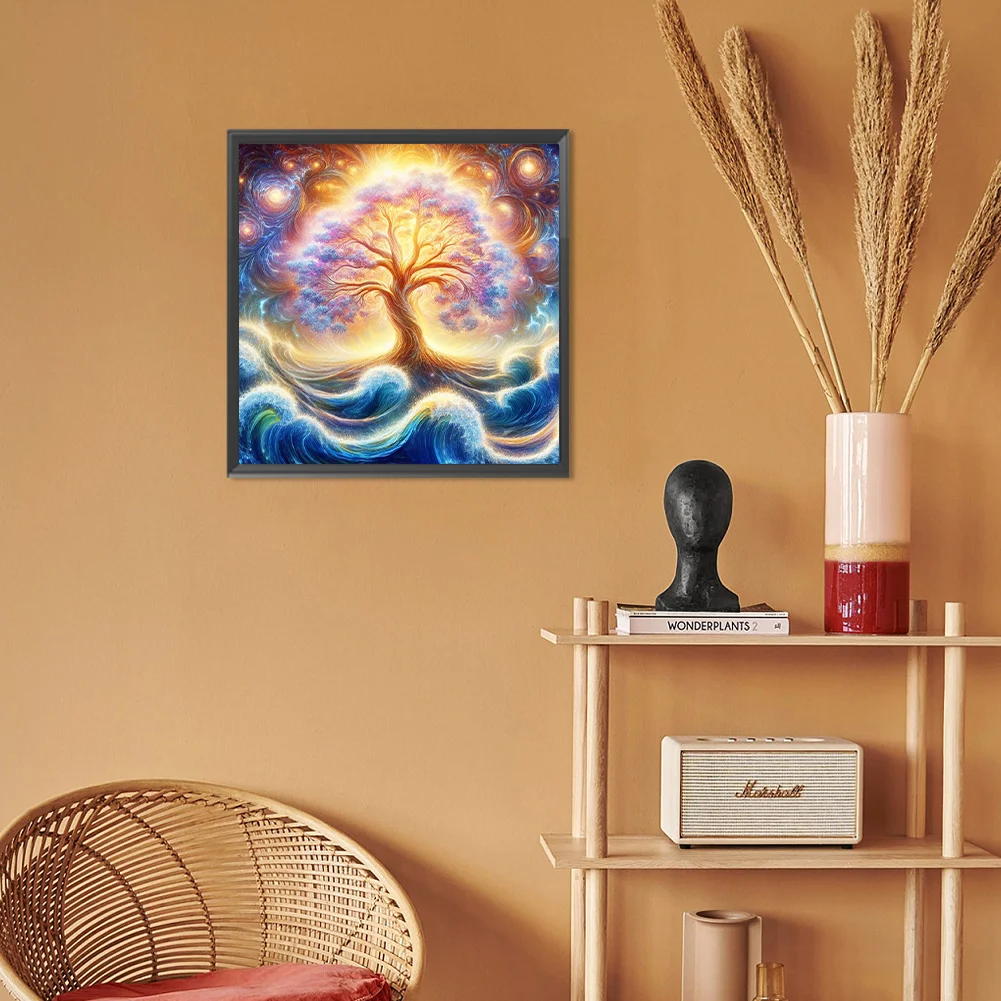 Diamond Painting - Full Round Drill - Universe Galaxy Tree(Canvas|30*30cm)
