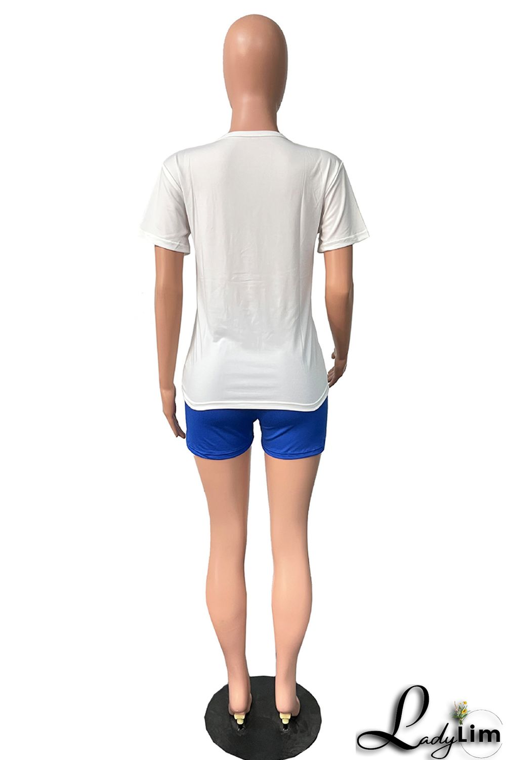 Pink Casual Letter Print Basic O Neck Short Sleeve Two Pieces