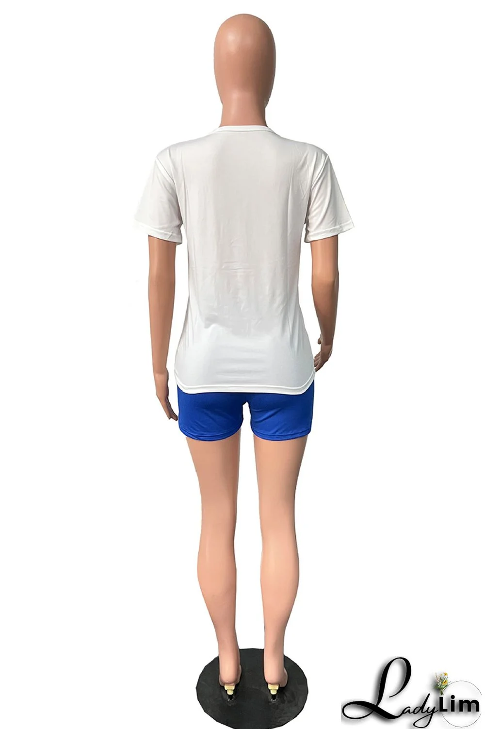 Pink Casual Letter Print Basic O Neck Short Sleeve Two Pieces