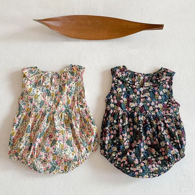 New 2021 Summer Infant Baby Jumpsuits Girls Sleeveless Floral Clothes Baby Girls Clothing Baby Cute Rompers