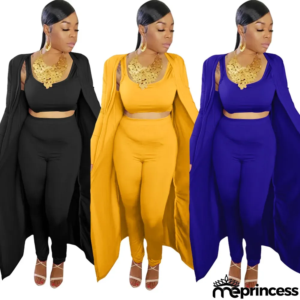 Autumn 3PC Casual Solid Pants Suit