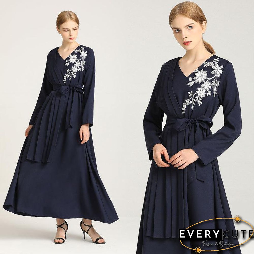 V-neck Robe Dress P16302